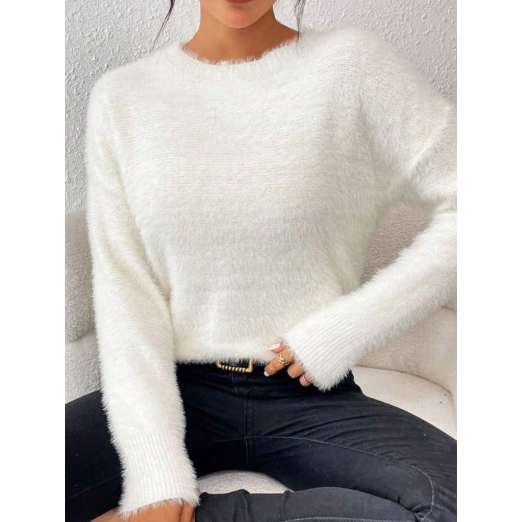 REF: 2009 suéter – Suéter Blusa de Pelinho Feminina, Manga Longa