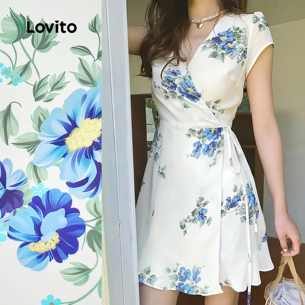 (NEW) Lovito Vestido Elegante Envolvente para Primavera/verão para Mulheres L154LD379 em Oferta na Shopee