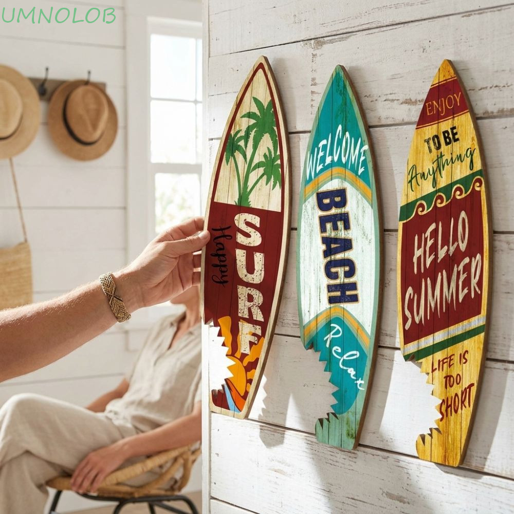 UMNOLOB 3 Peças De Decoração De Prancha De Surf De Praia , Suspensão De Parede Colorida Com Estampa Vintage , Tema