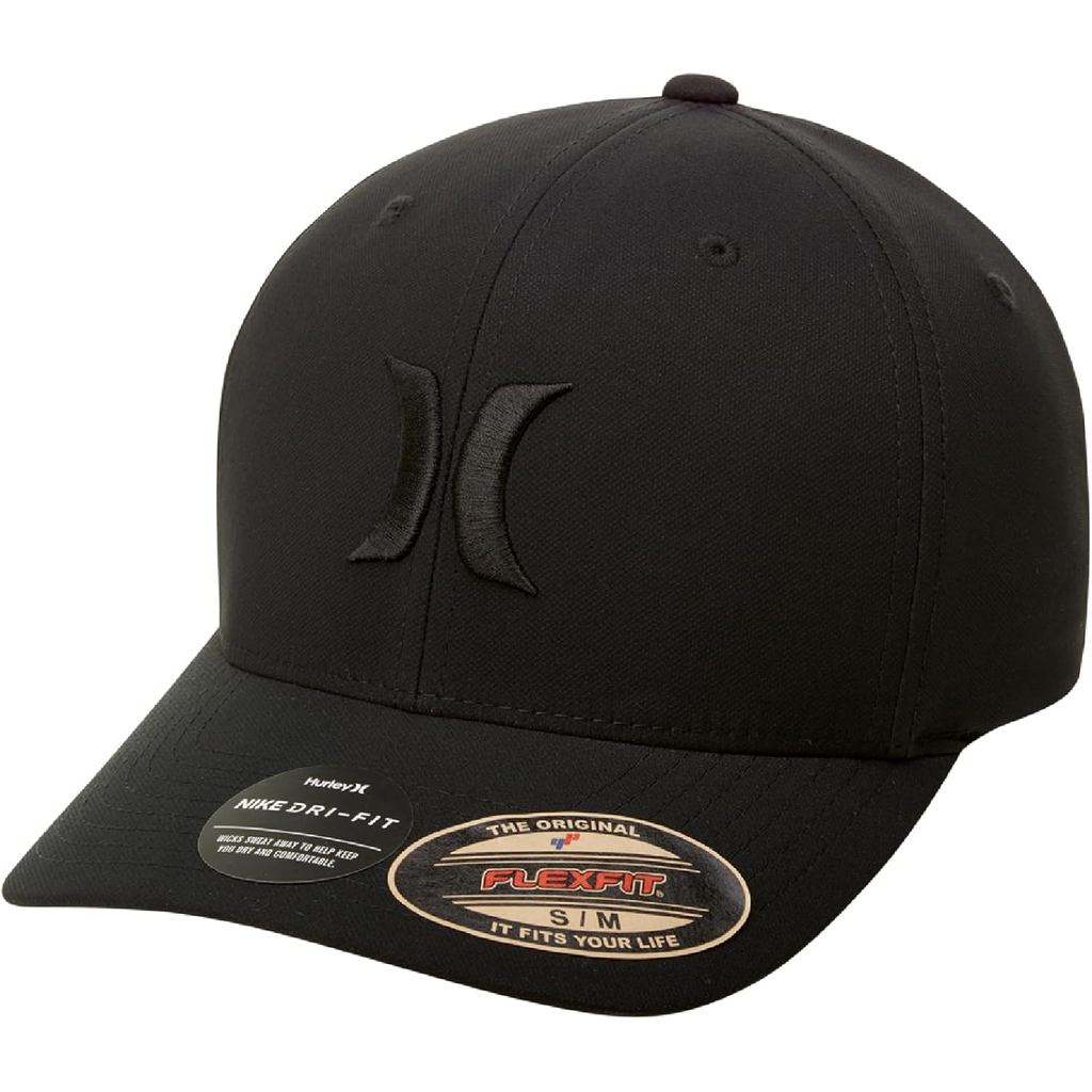 Boné de Beisebol Masculino Hurley - Bonés Flexfit Ajustados com Aba Curvada e Tecnologia de Absorção de Umidade H2O-Dri
