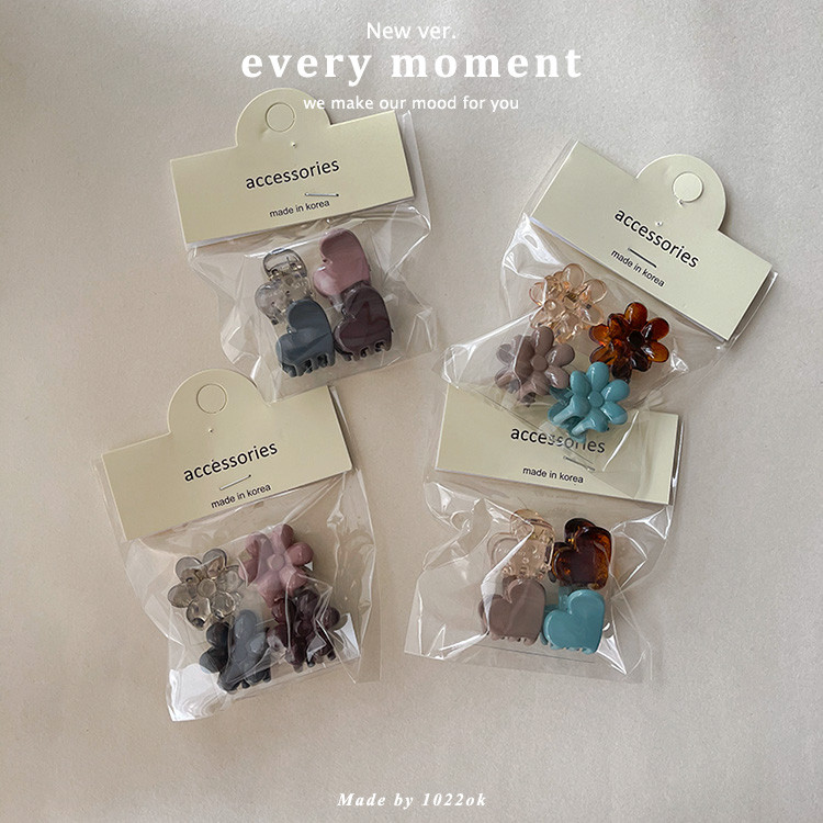 Coreia outono inverno crianças Mini bebê clipe de cabelo conjunto feminino bonito adorável amor flor tamanho pequeno gra