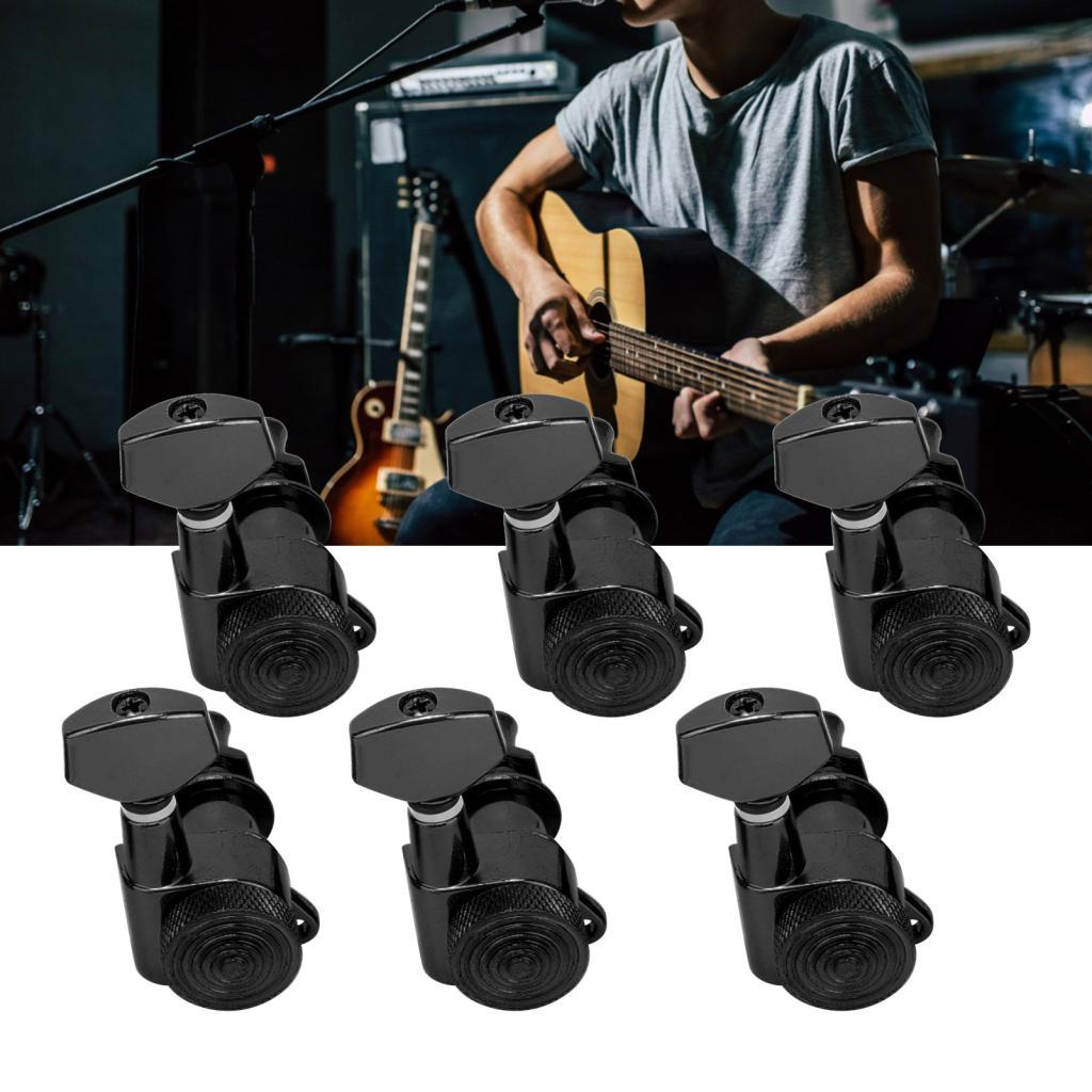 Photop-BR Guitar Locking Tuners String Sealed Tuning Key Pegs Acessório de música preto (conjunto de seis botões