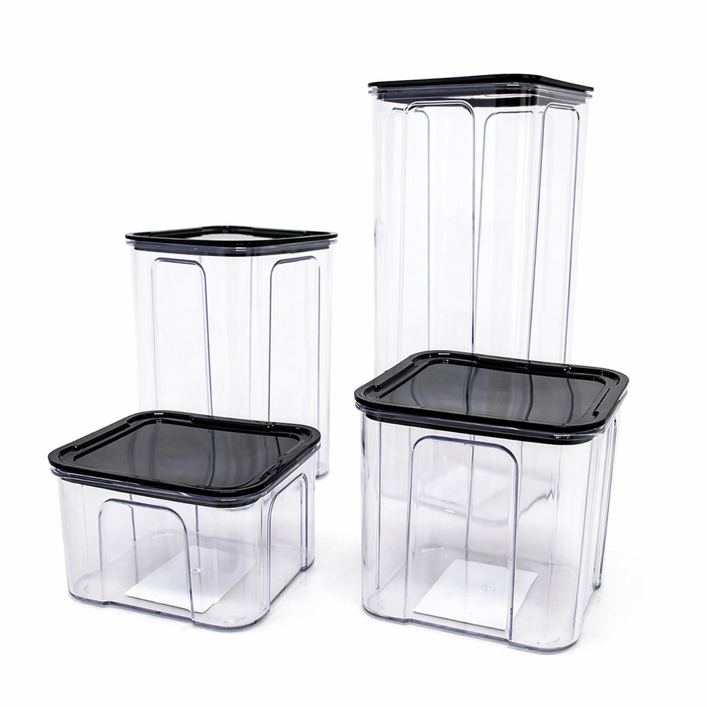 Kit Potes Herméticos Transparente Empilháveis Mantimentos, Organizadores Cozinha Resistente