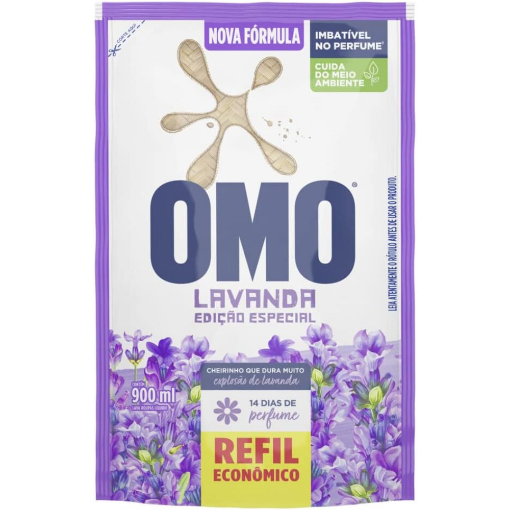 Lava Roupa Omo Refil Lavagem Perfeita Lavanda 900ml | 1/2/3 Un | Design Exclusivo