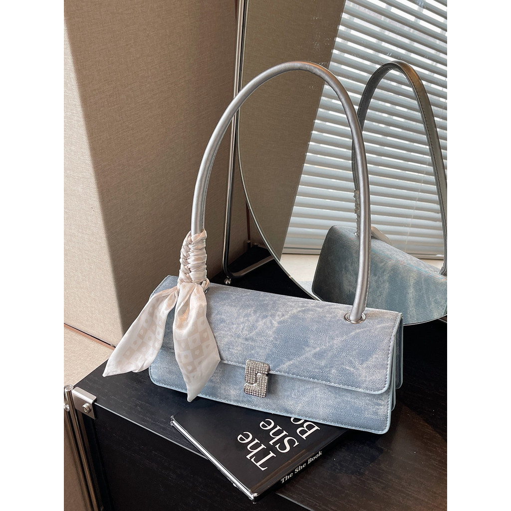 Bolsa bolsa feminina Bolsa feminina nicho francês jeans estilo ocidental bolsa nas axilas