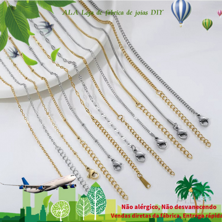Retenção de cor 14K ouro platina banhado a ouro clavícula corrente cruzada corrente lateral corrente de osso de cobra es