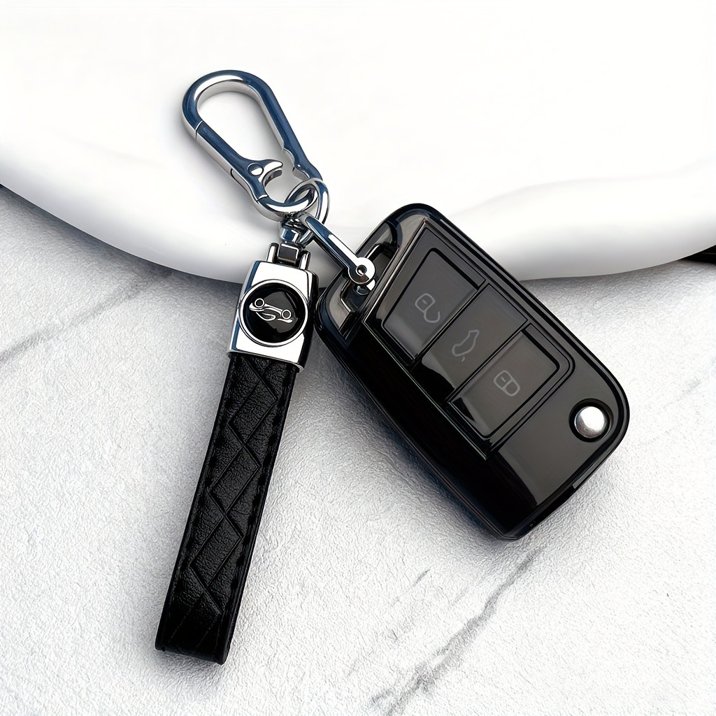 Capa Durável Para Chave De Carro Em TPU-Solely/Com Chaveiro-Serve VW Golf 7 , GTI , Jetta , Passat , Tiguan , Lavida , B
