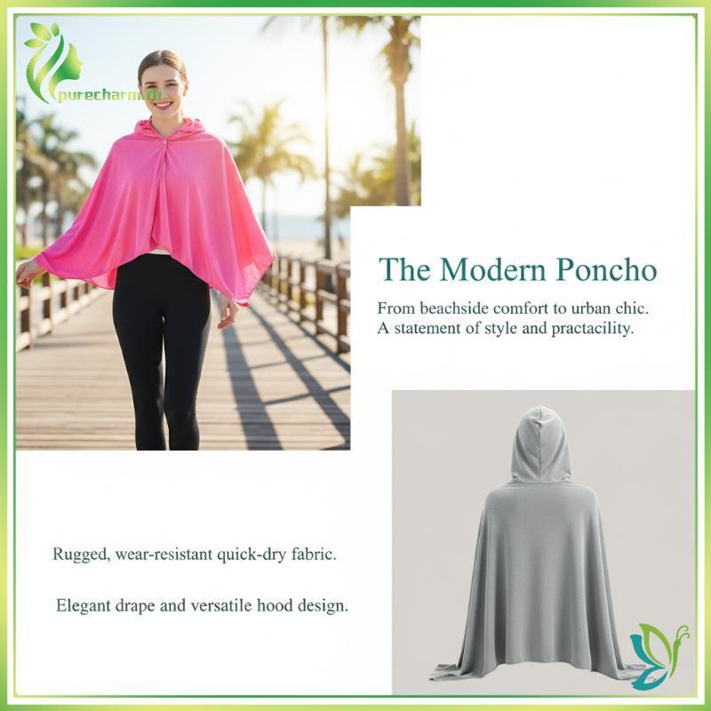 [Beleza] Cobertura De Poncho De Praia Gelada , Envoltório De Toalha Com Capuz Grande Super Absorvente E Seco Para Nataçã