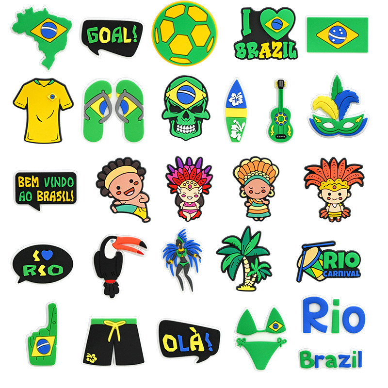 DIDOU PVC Sapato Encantos Acessórios Brasil Decoração País Fivelas Para Tamanco Sandálias Pino Presentes De Aniversário 