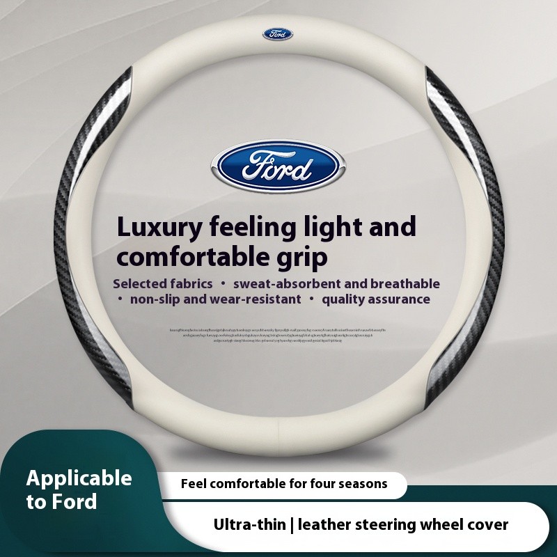 Capa De Volante De Couro De Fibra De Carbono Para Carro Ford ST Mondeo Fiesta Focus EXPLORER EDGE Kuga Ranger F150 Fusio