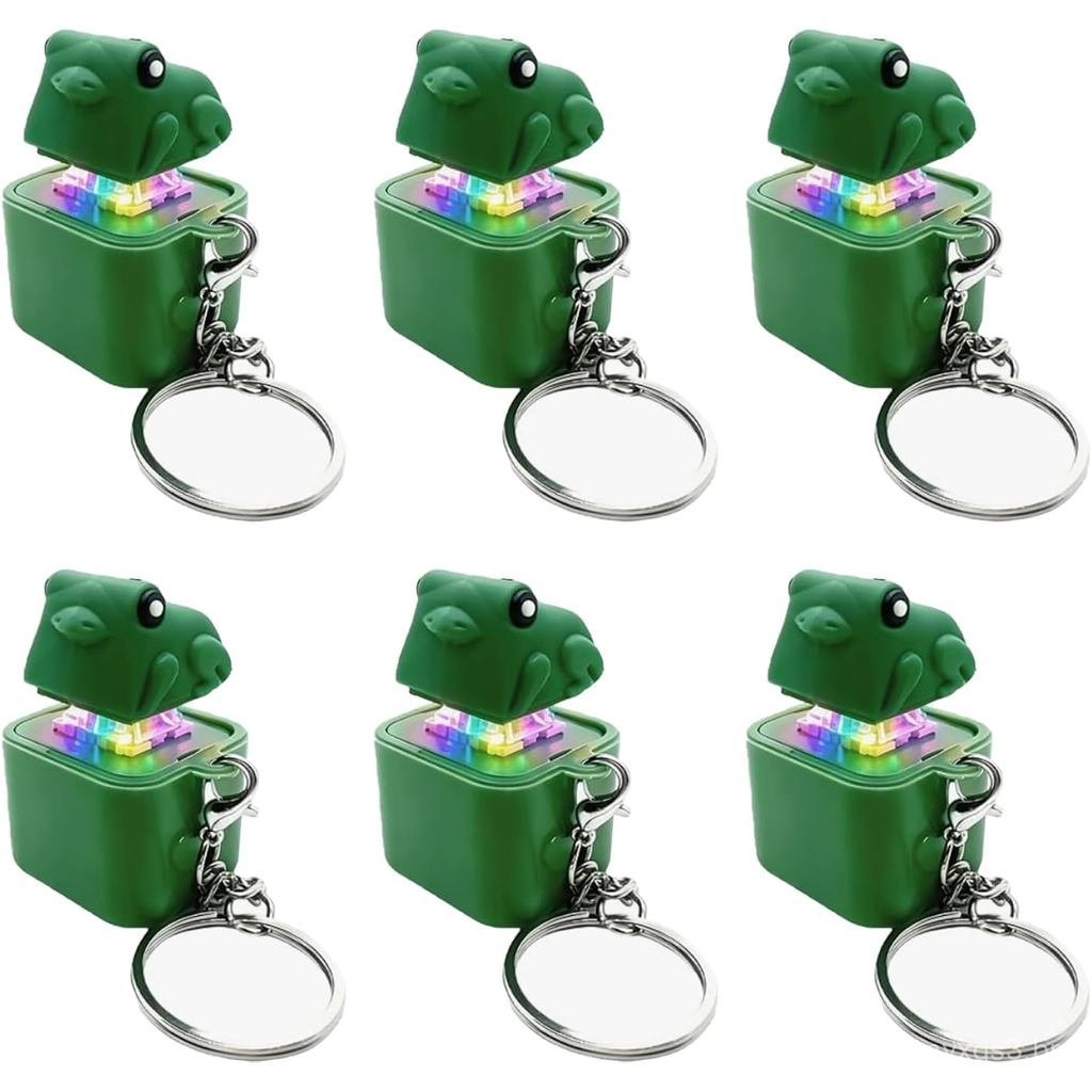 Pacote com 6 Chaveiros de Brinquedo Sensorial Recarregáveis com Sons de Sapo e Luzes LED para Alívio do Estresse e Ansie