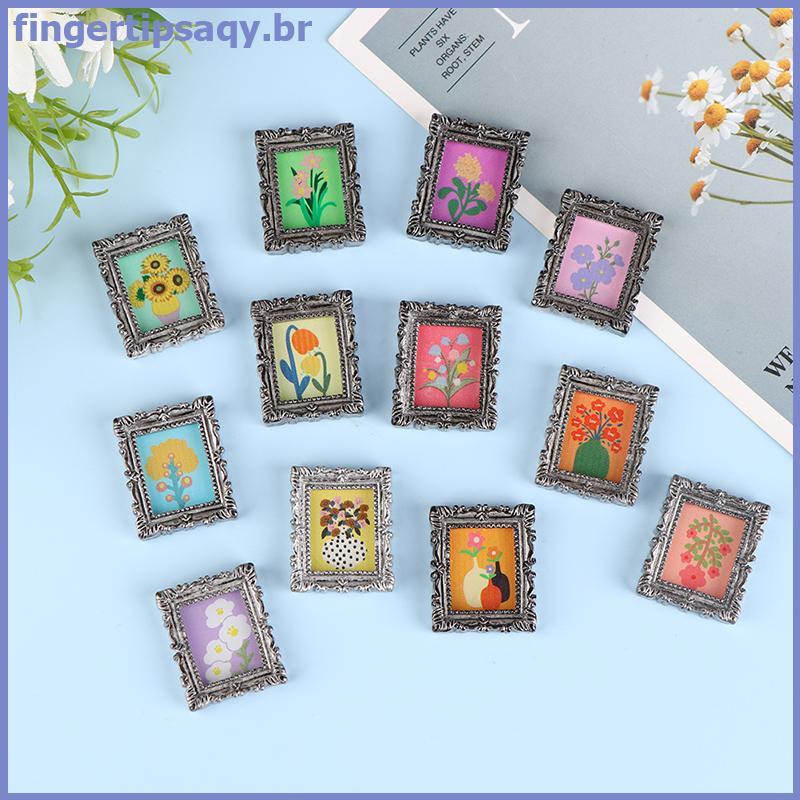 FINGE 2 Pçs Mini Casa De Bonecas Em Miniatura 1 : 12 Quadro Antigo Manny Pintura A Óleo Diy Boneca Decoração Acessórios