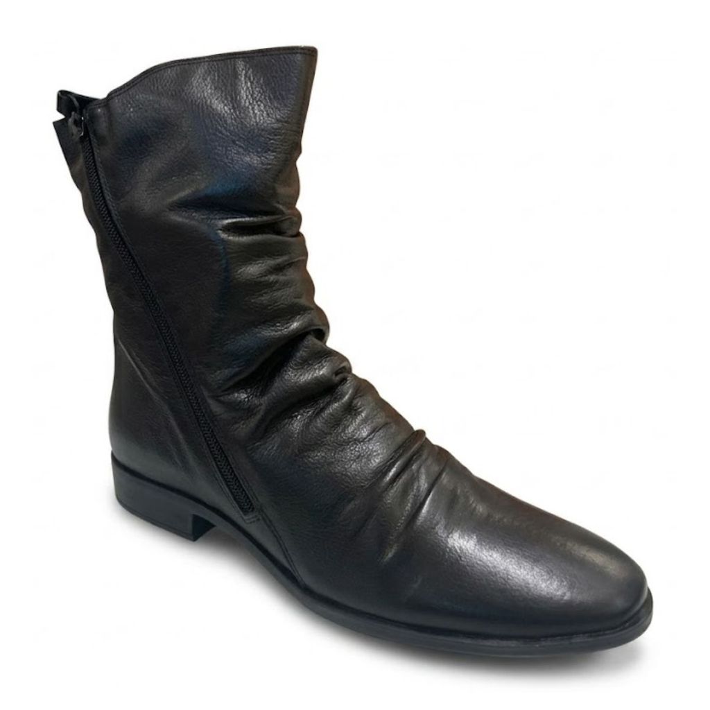 Bota Cano Curto Feminino Perlatto LUN004E Couro Legitimo Preto