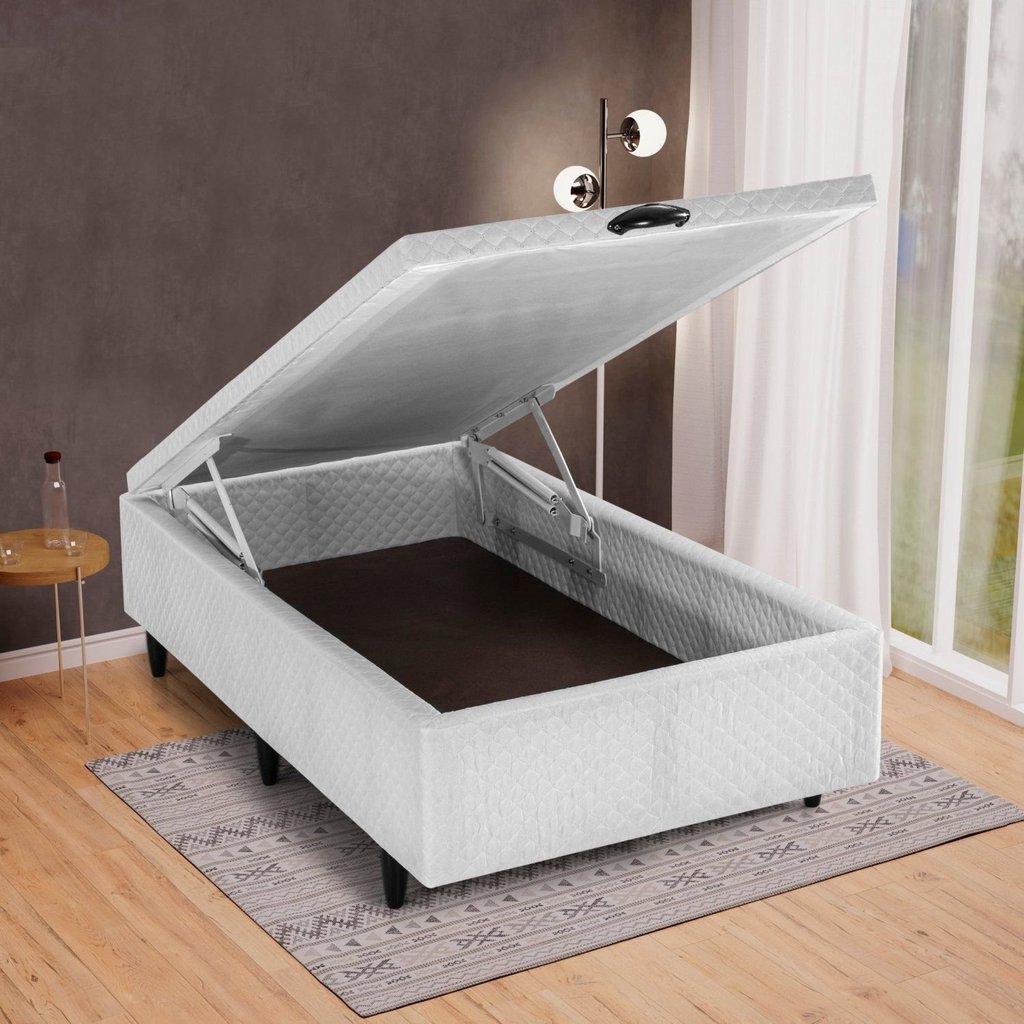 Base Box Baú Solteiro 88x188x35cm Merida Branco Herval Branco