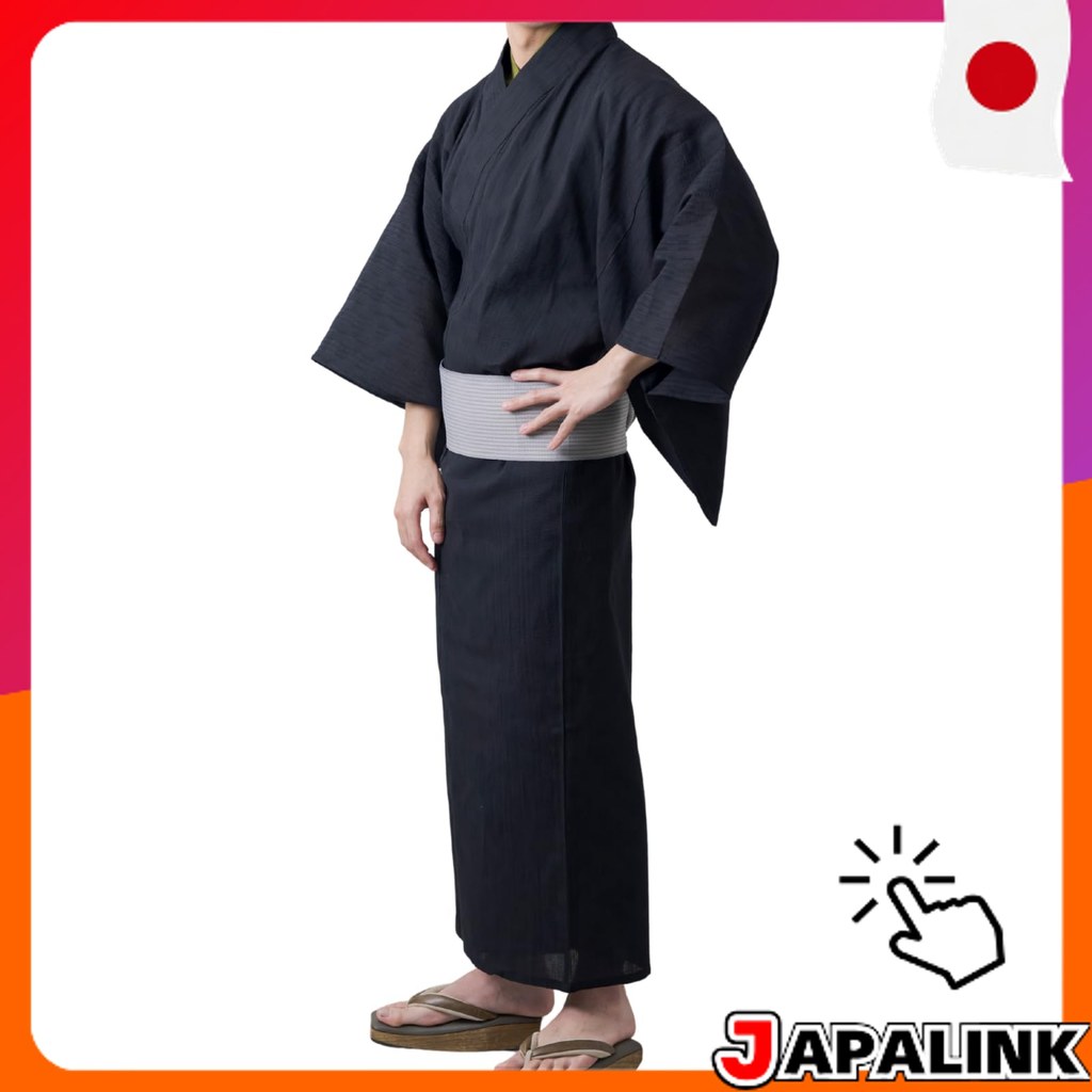 Kimono Living Yukata Masculino Shijira Algodão 3 Peças (Yukata, Obi, Cordão) Absorvente