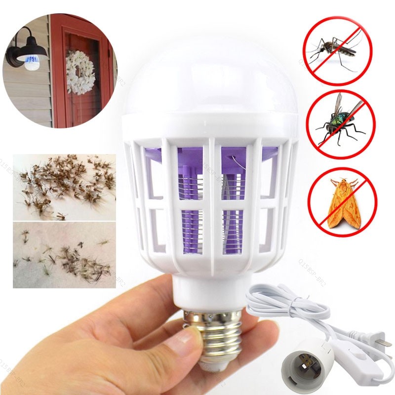 220V Luz Noturna Mosquito Assassino Lâmpada LED E27 Matando Mosca Bug 9W 2 Modos Inseto Anti-Repelente BR15B2
