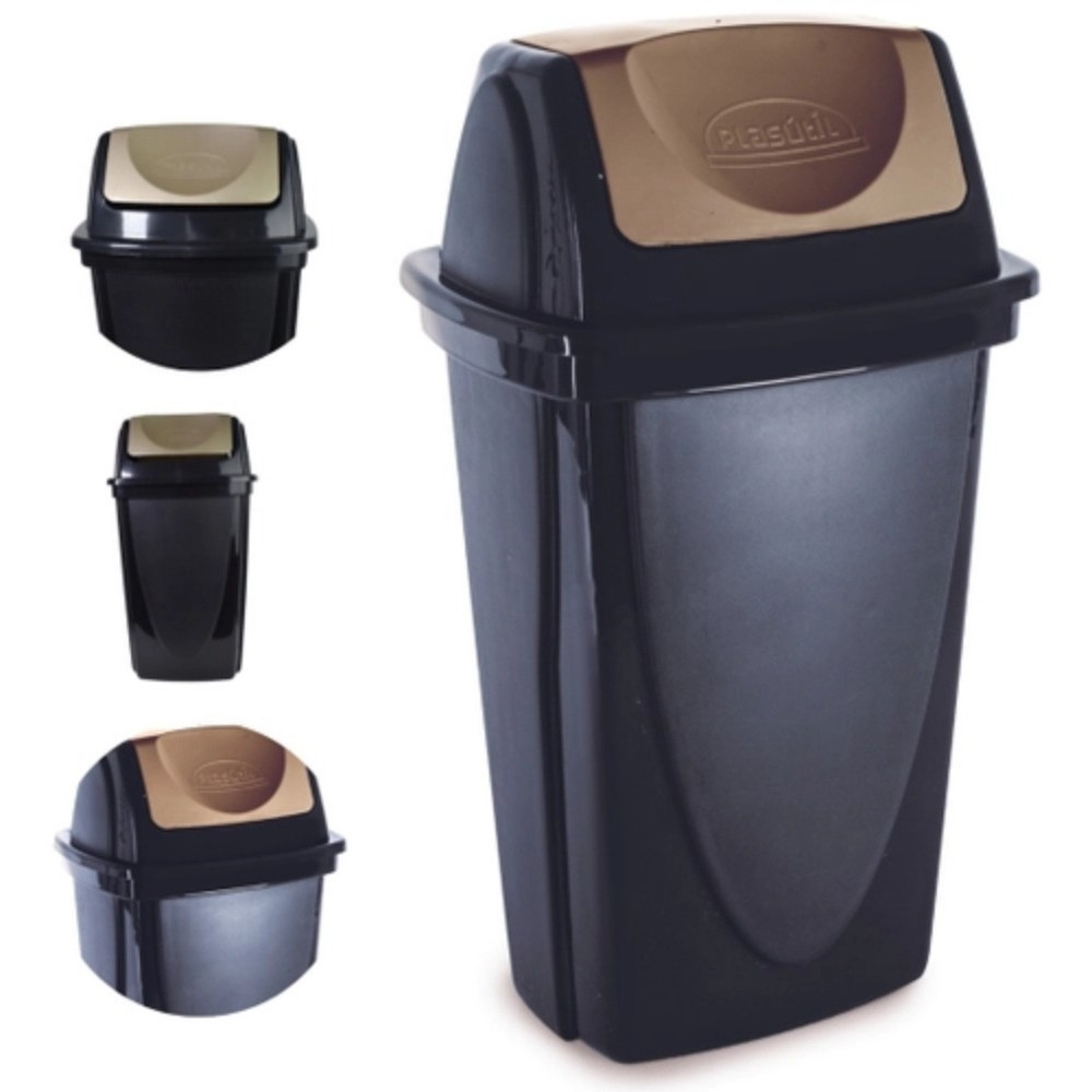 Lixeira Basculante 14l Plasútil Ecoblack plástico banheiro cozinha lavanderia