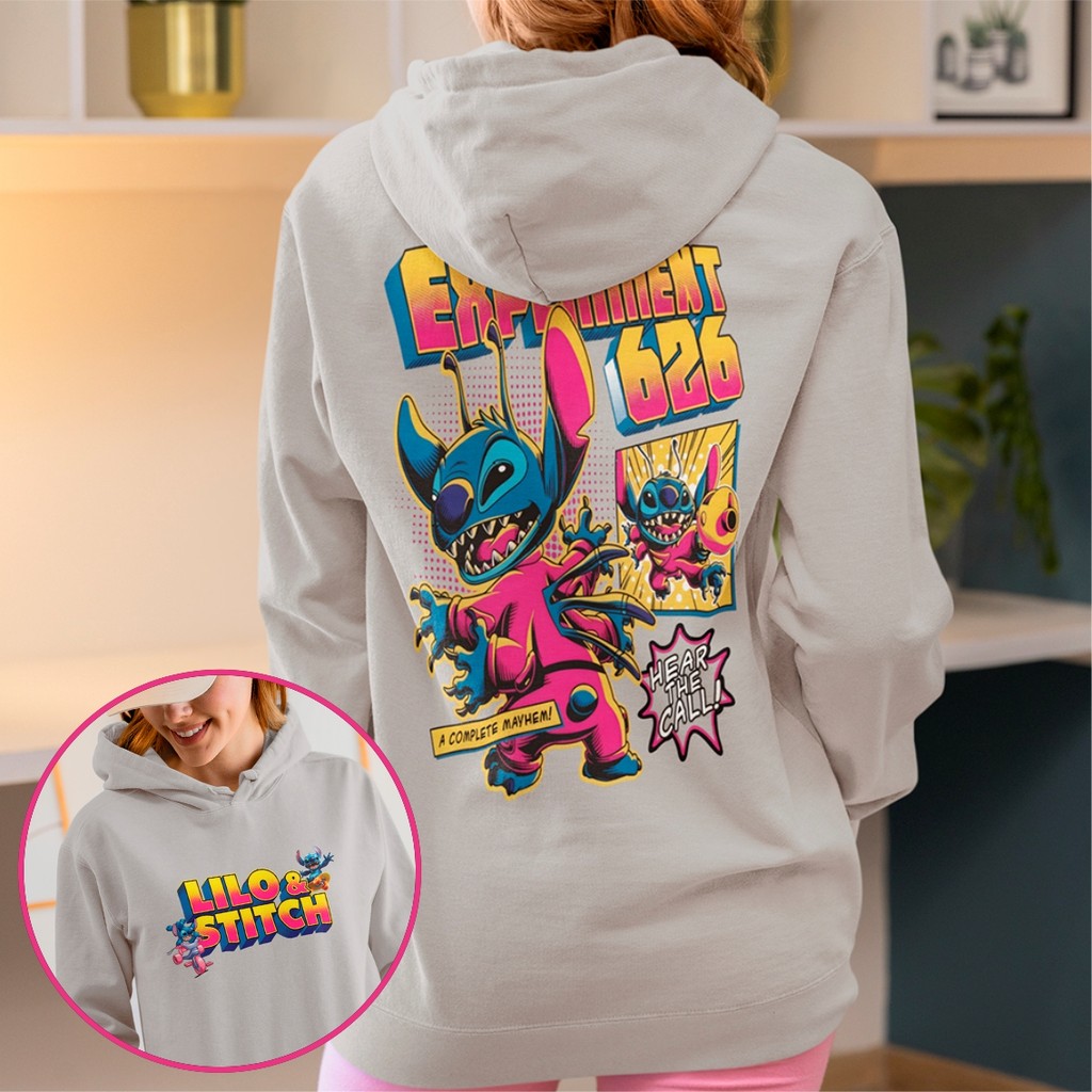 Blusa De Frio Feminina Lilo Stitch Casaco Moda Geek Moletom Com Capuz Algodão Premium