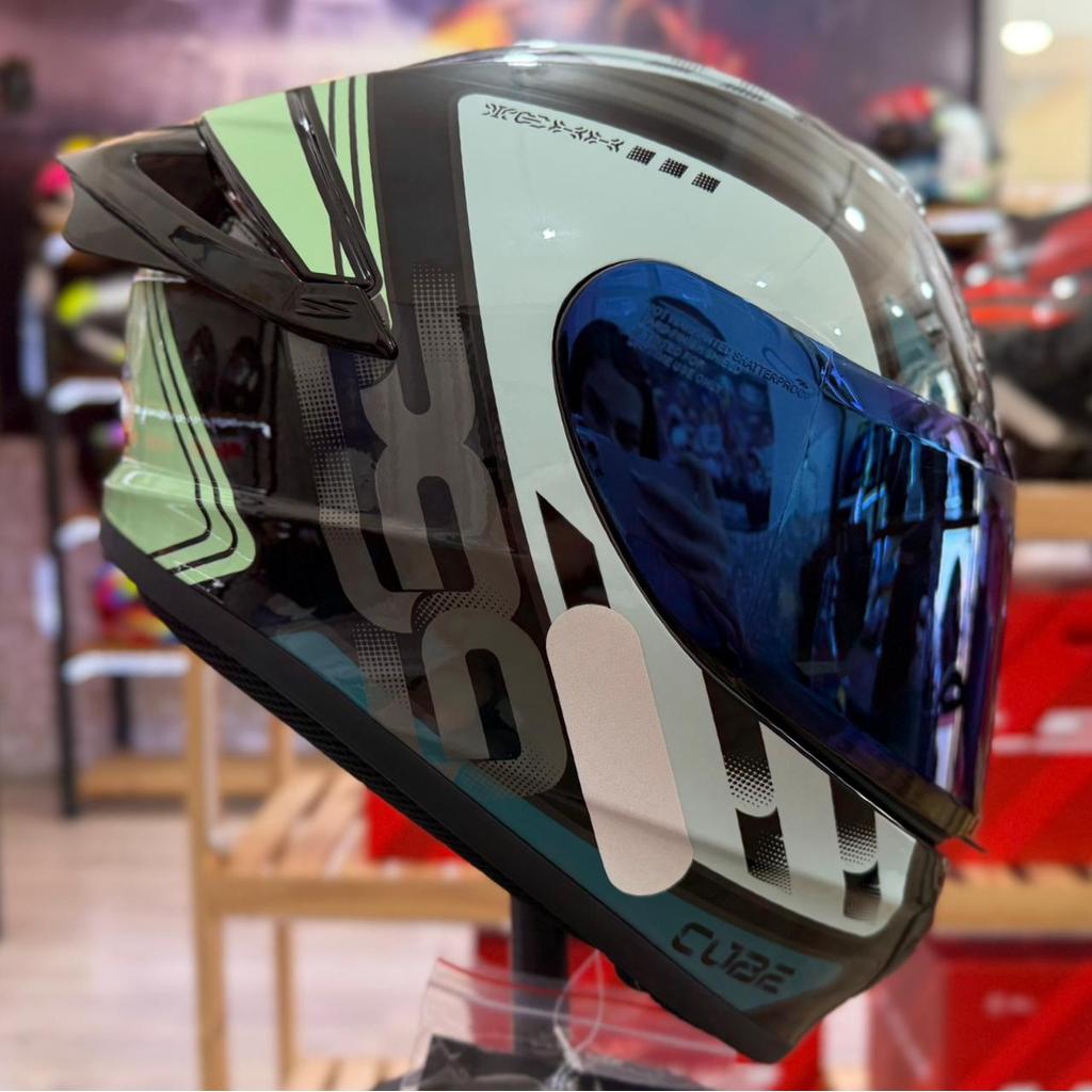 Capacete TEXX SPIHE CUBE AZUL VERDE + brinde AEROFOLIO