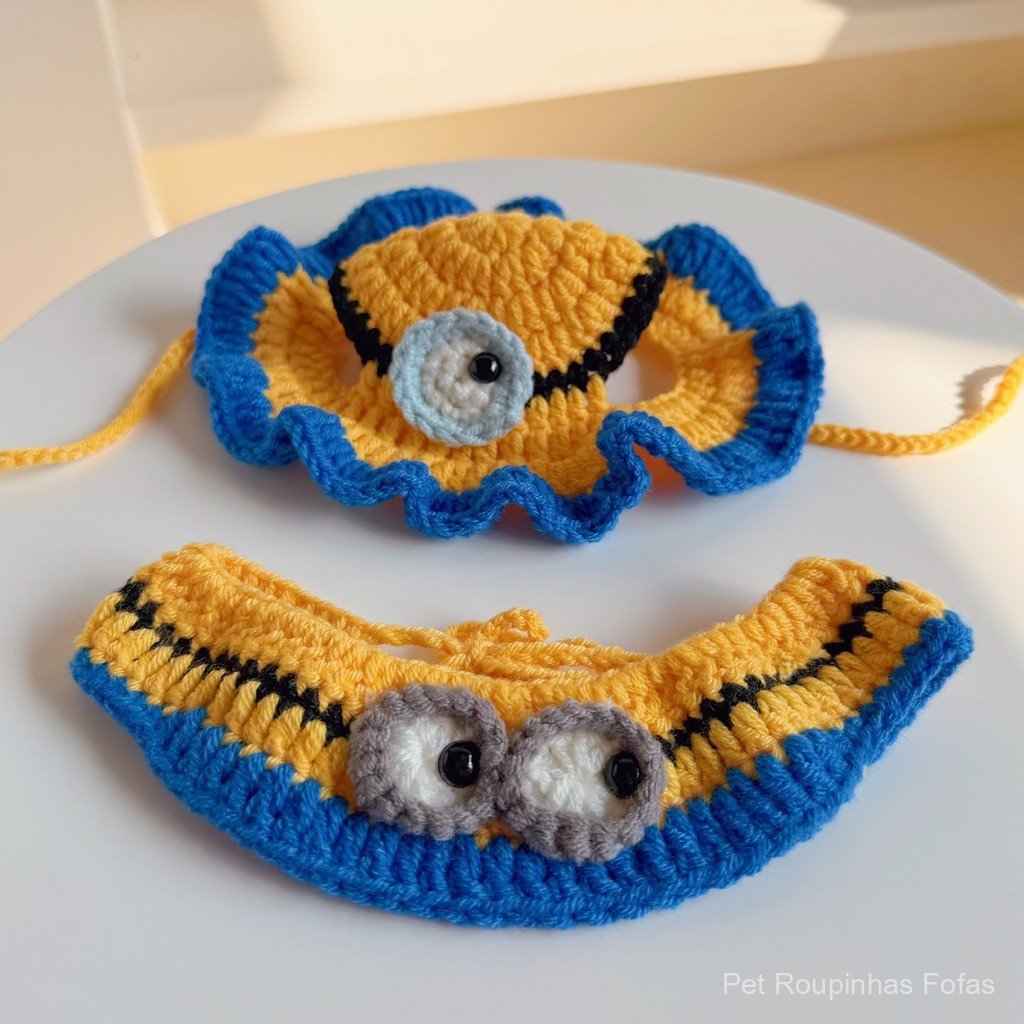 Chapéus engraçados para gatos e cães, babadores de Minion, conjuntos de acessórios para animais de estimação, lenços de