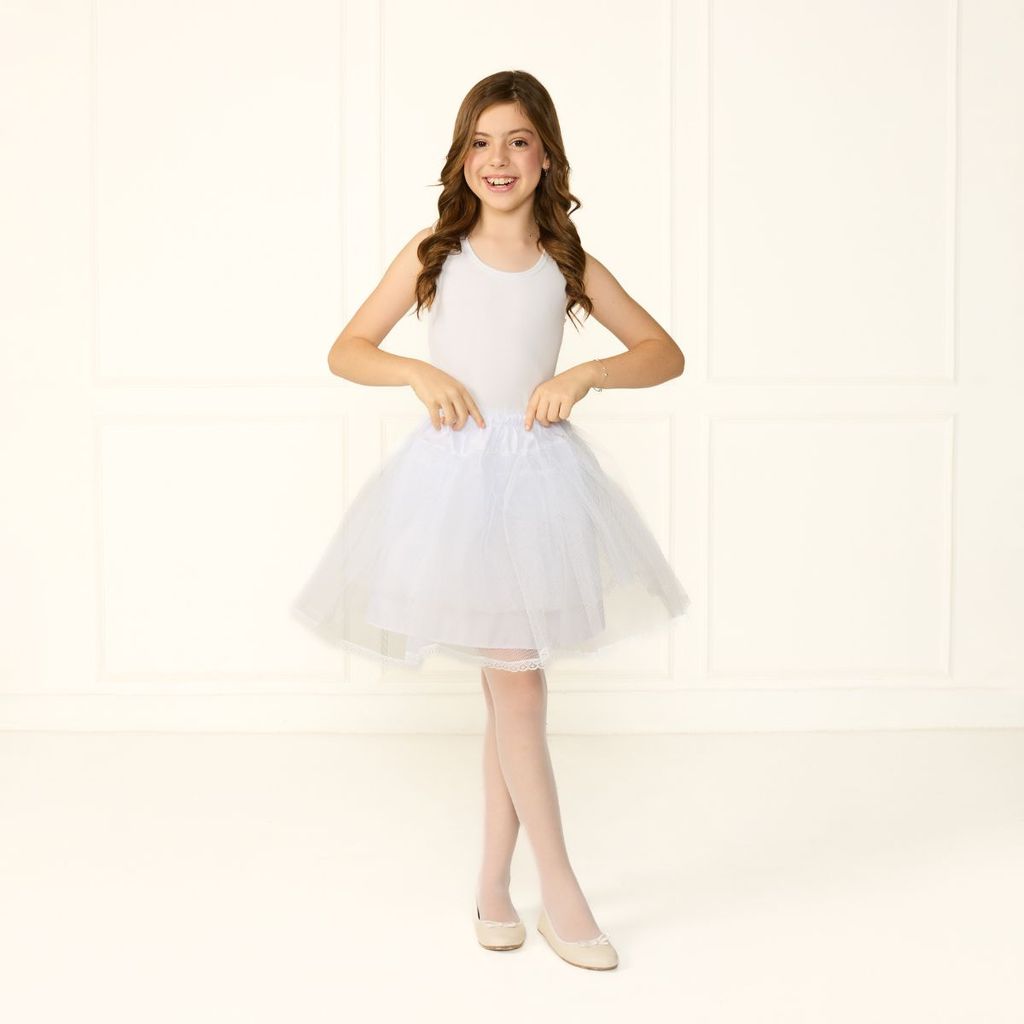 Saiote Anágua Infantil Saia Tule Branco Vestido De Festa