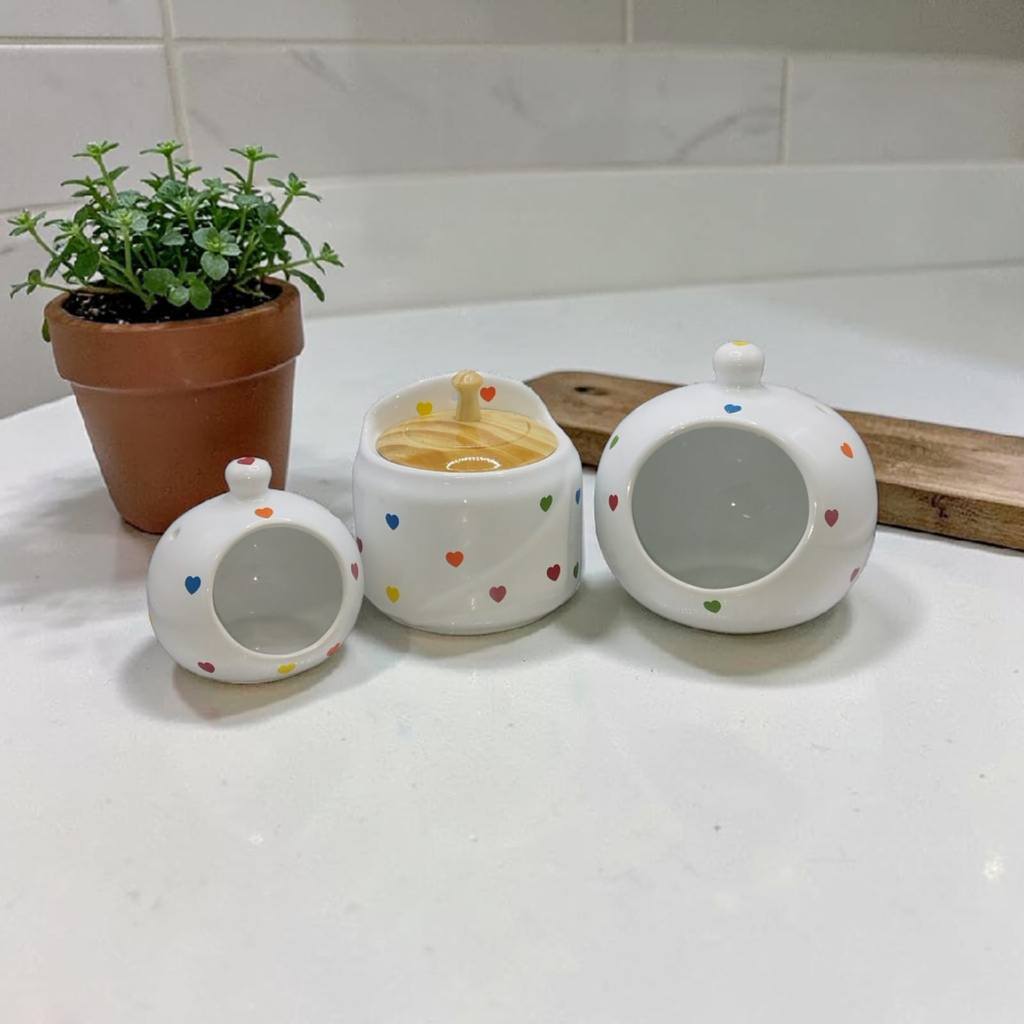 Kit Saleiro E Porta Cebola  Porta  Alho  Coração Cozinha