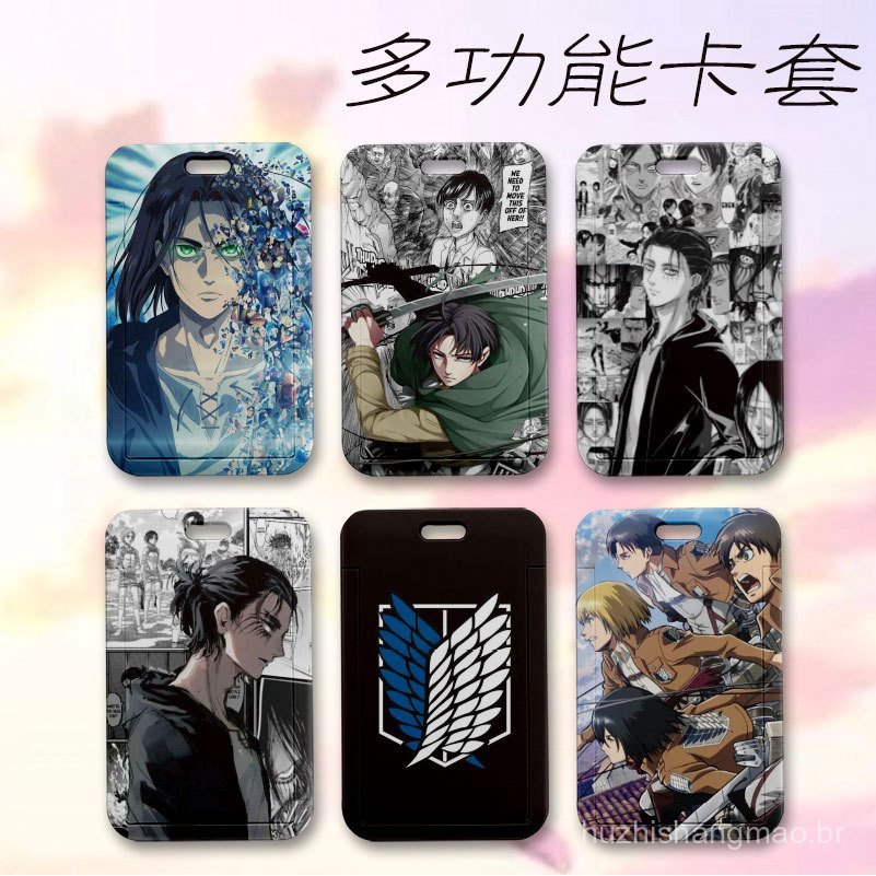 Porta-Cartões Attack On Titan Levi Ackerman Eren Yeager Mikasa Ackerman, Capa Protetora para Cartão de Estudante, Cartão