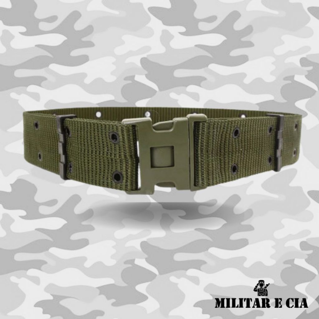 Cinto serviço N.A Tático Militar verde oliva com ilhós e fivela tripa resitente