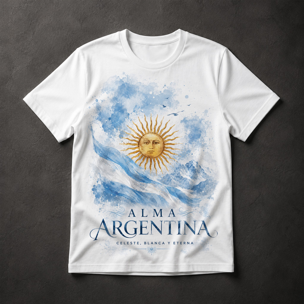 Camiseta Argentina Alma Bandeira Sol de Maio Aquarela Masculina Camisa País