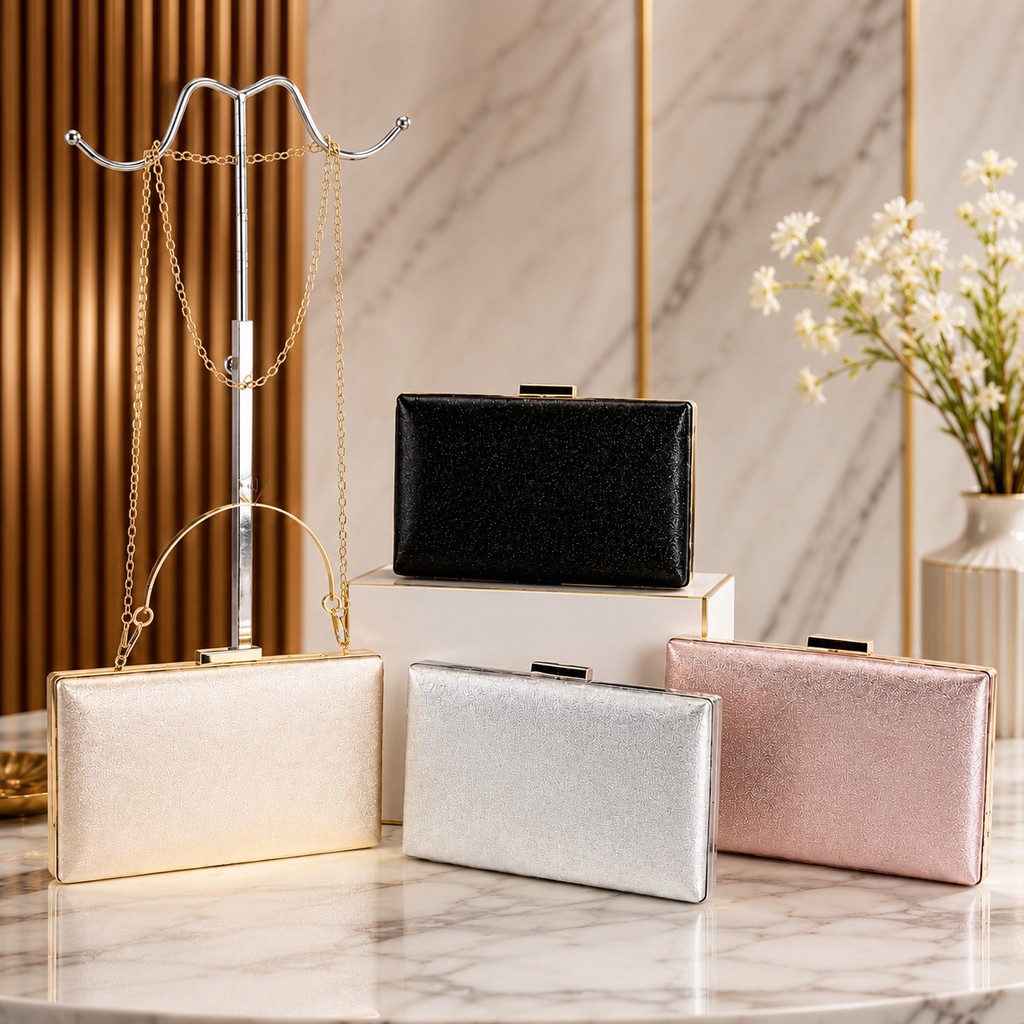 Bolsa Clutch Feminina de Festa Luxo com Brilho Alça de Mão Carteira Elegante para Casamento Formatura Madrinha Evento