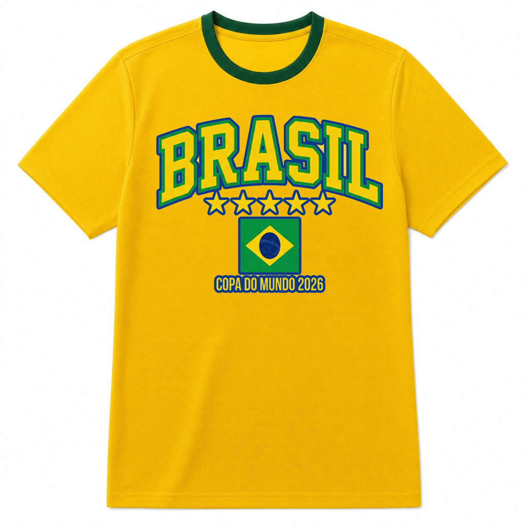 Camiseta Masculina Brasil 5 Estrelas Estampada Seleção Camiseta 100% Algodão Oversized Plus Size Streetwear Retrô