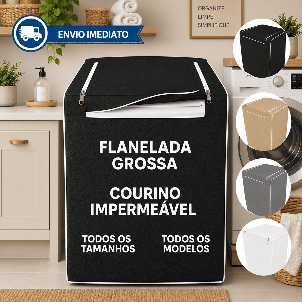 Capa Premium para Máquina de Lavar Impermeável Flanelada Com ou Sem Zíper Compatível Electrolux Consul Brastemp