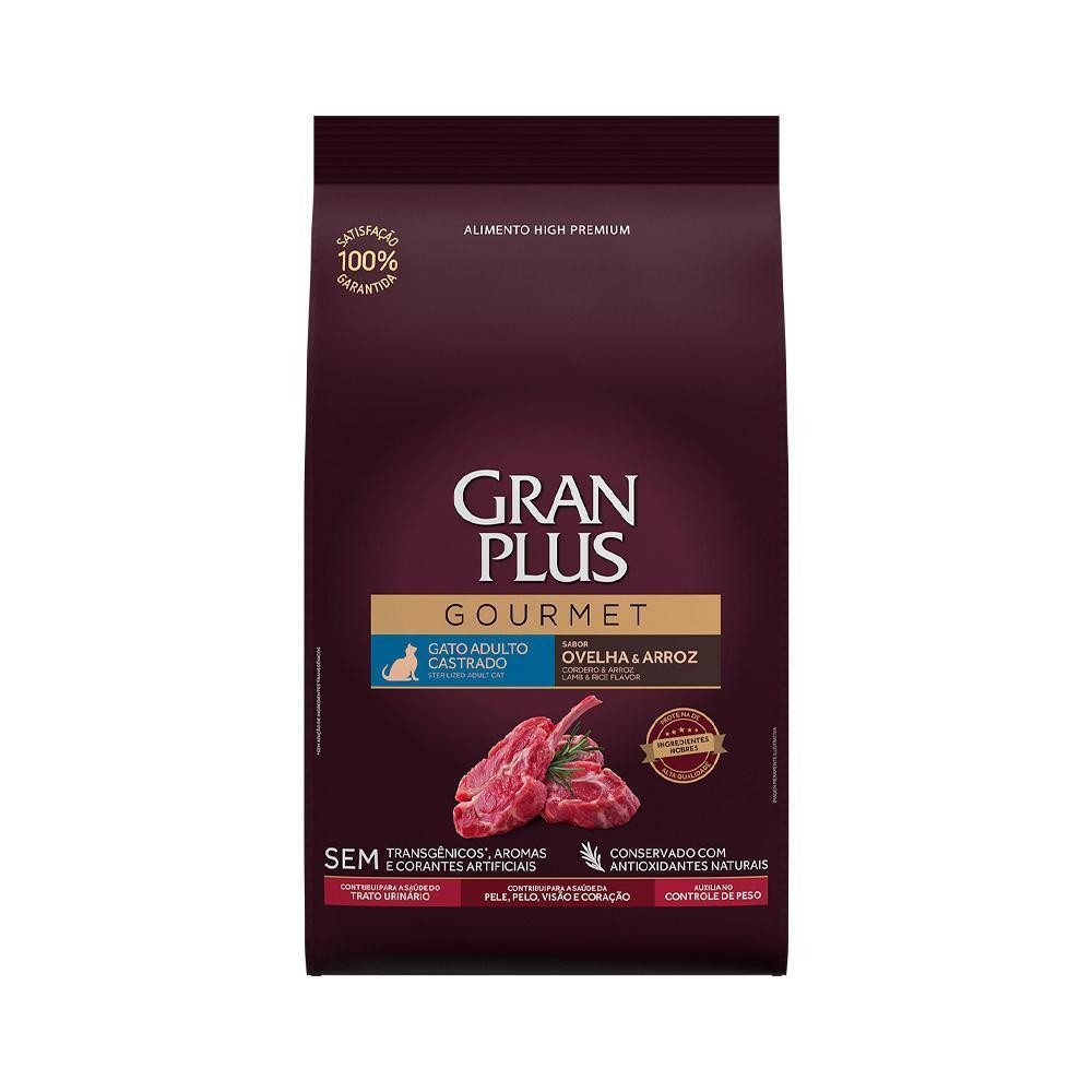 Ração Gourmet para Gatos Adultos Castrados Sabor Ovelha e Arroz 10,1Kg GranPlus