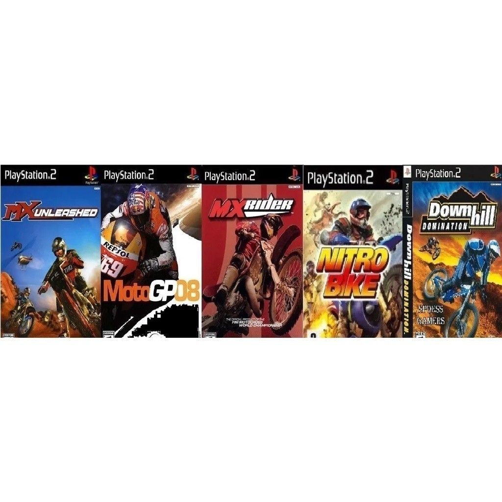 Ps2 5 Jogos  Mx Unleashed Moto Gp Mx Rider Nitro Bike Downhill Moto Corrida Jogos PS2 PLAY 2