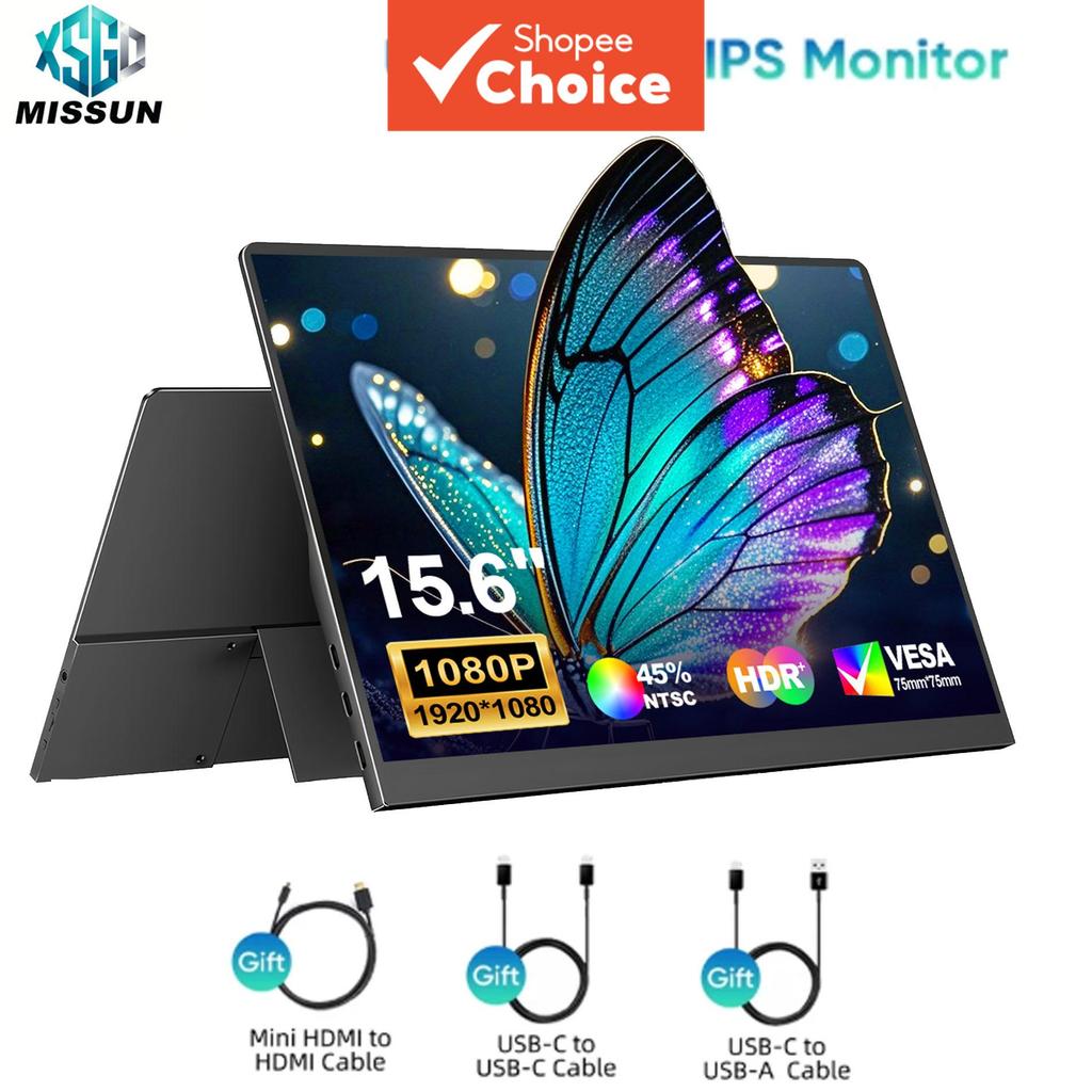 Monitor Portátil 14 15.6 Polegadas 1080P Tela Externa Para Jogos Segunda Laptop MAC PC Switch Xbox PS5