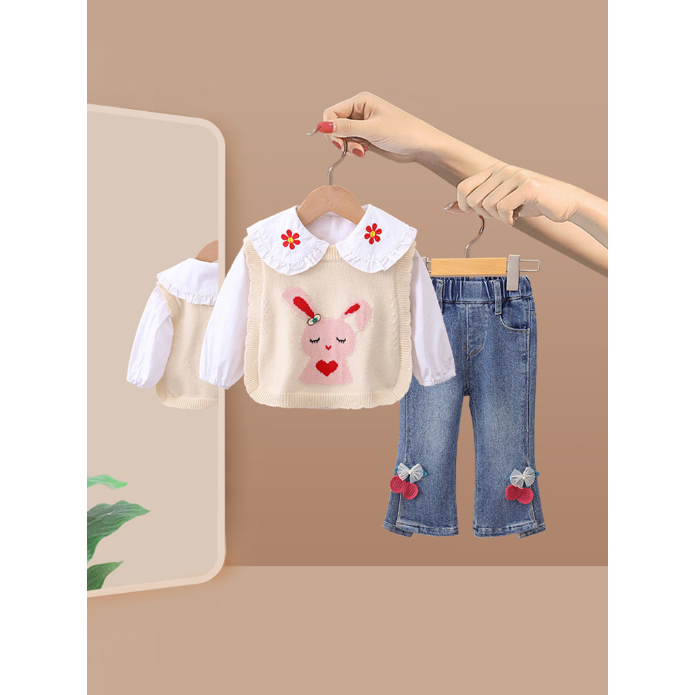 Meninas terno roupas de primavera 2026 novo estilo moda crianças roupas meninas primavera outono moda bebê menina terno