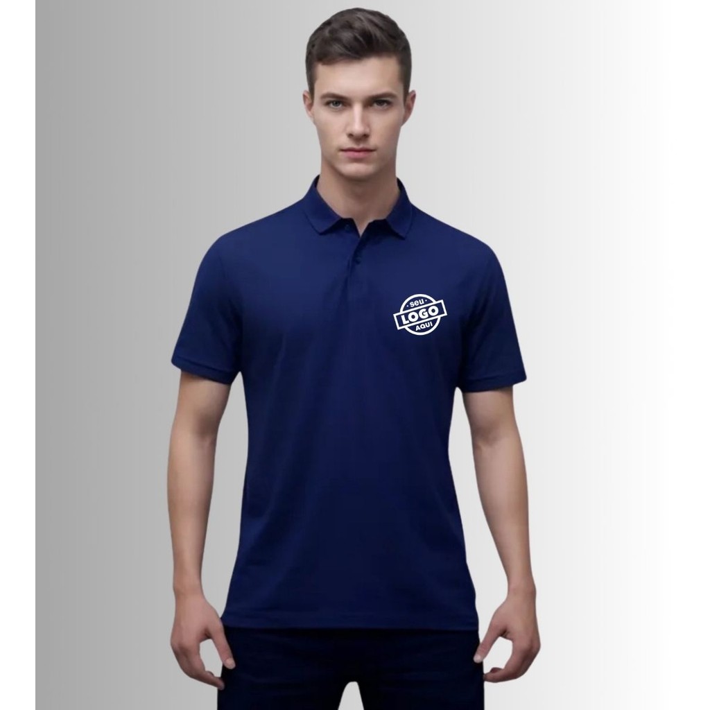 Camisa Gola Polo Personalizada Logo Frente DTF Piquet Premium Logo Mais de 20 Cores Uniforme Fardamento Empresa