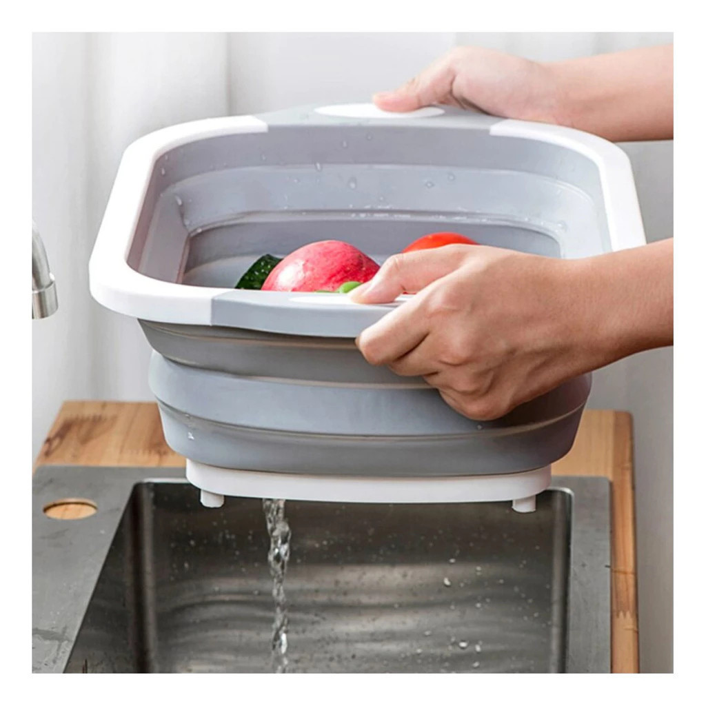 Bacia Silicone Balde Tábua Cesto Suporte Lava Roupa Peixe Alimento Cozinha Casa Multiuso