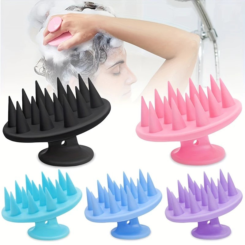 1 ate 6 Escova Massageadora De Silicone Couro Cabeludo Anti-Deslizante Para Cuidado De Saúde Com Cabo Flexível