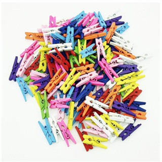 KIt 100 Mini Pregador de Madeira Colorido 3,0X4,0CM em Oferta na Shopee