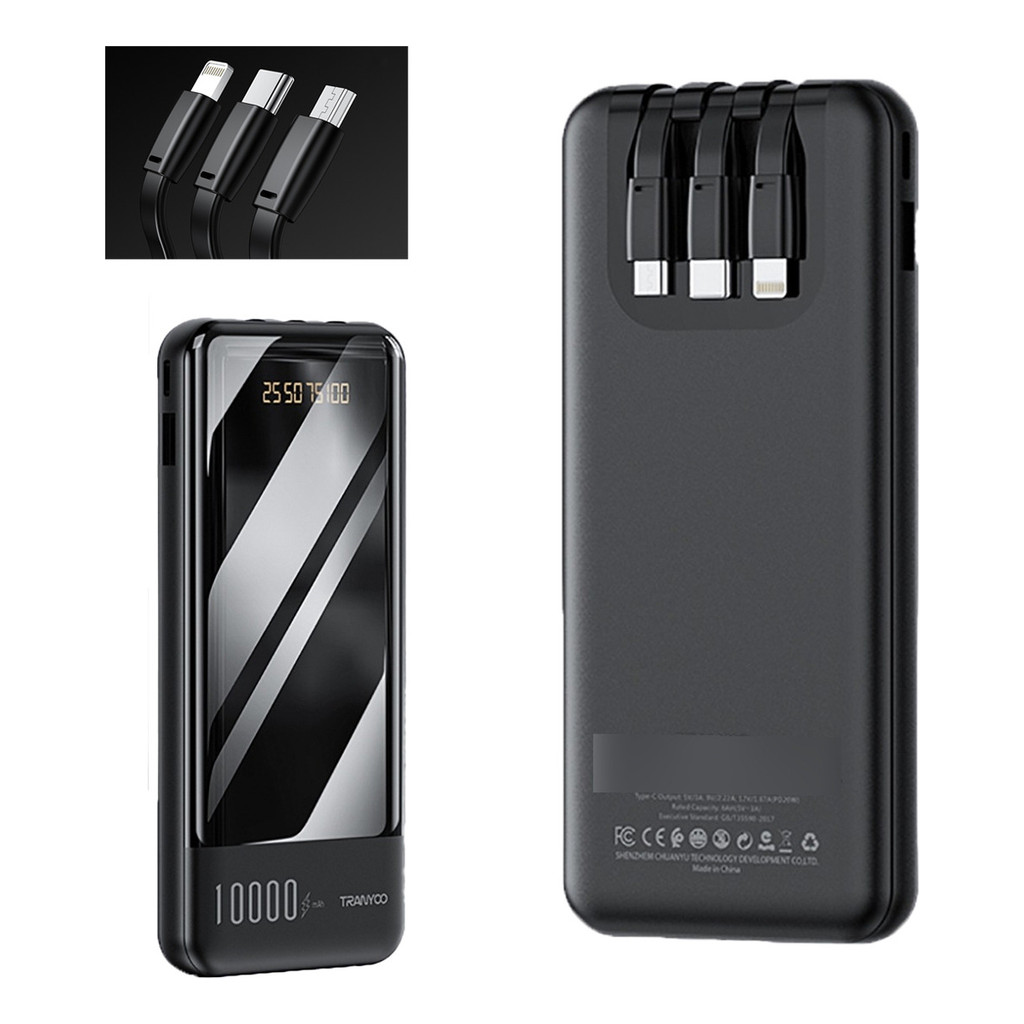 Carregamento Rápido Portátil Power Bank 10000mah+display Led