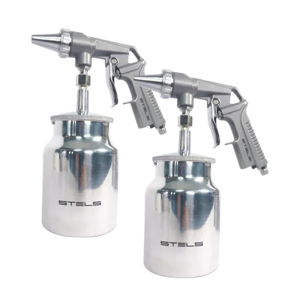 KIT COM 2 PISTOLA PARA JATEAMENTO TANQUE BAIXO ALIMENTACAO POR SUCCAO ENCAIXE ROSCA ENCAIXE 1/4POL