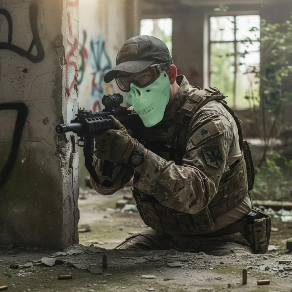 Máscara Caveira Skull Meia Face Festas Airsoft Paintball Halloween