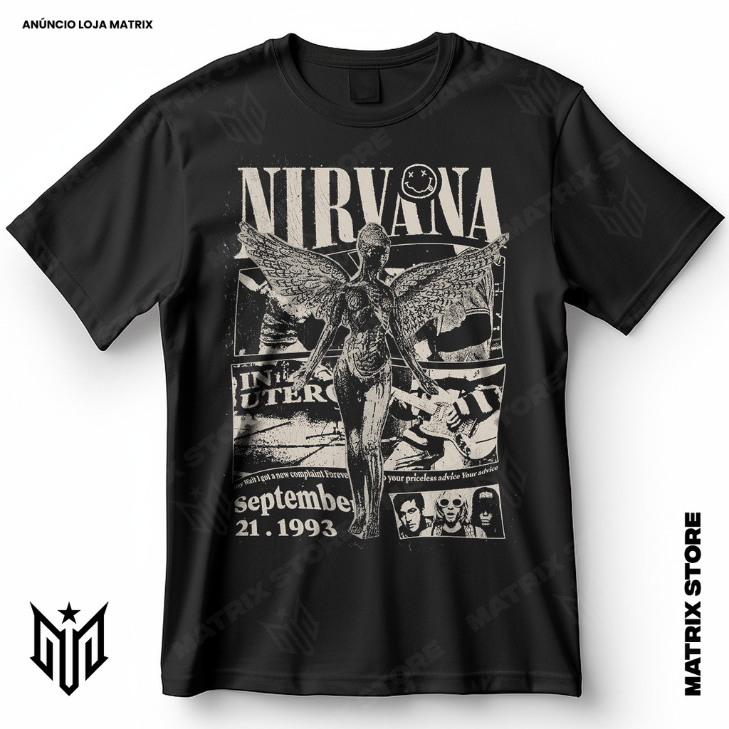 Camisa Nirvana September 21 1993 Blusa Camiseta de Rock 100% Algodão em Oferta na Shopee