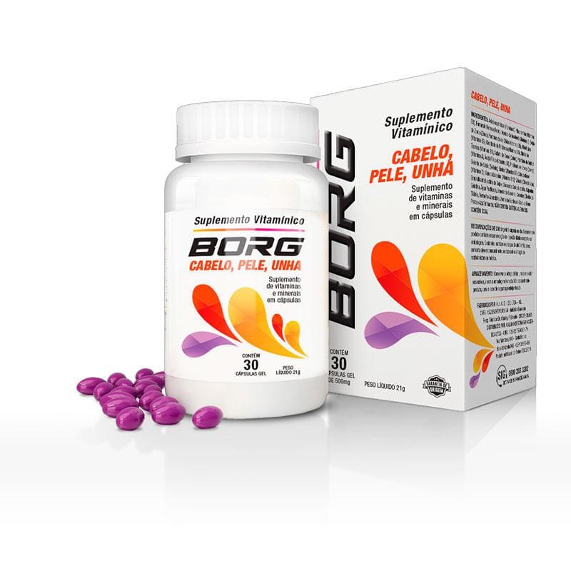 Suplemento Alimentar Borg Cabelo, Pele e Unha 30 Cápsulas Gel em Oferta na Shopee