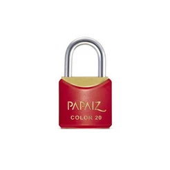 Cadeado com Chave 20mm Latão Vermelho Colorido Papaiz