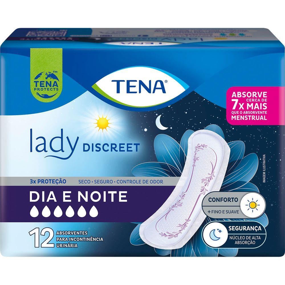 ABSORVENTE PARA INCONTINÊNCIA URINÁRIA TENA LADY DISCREET DIA E NOITE 12  UNIDADES em Oferta na Shopee
