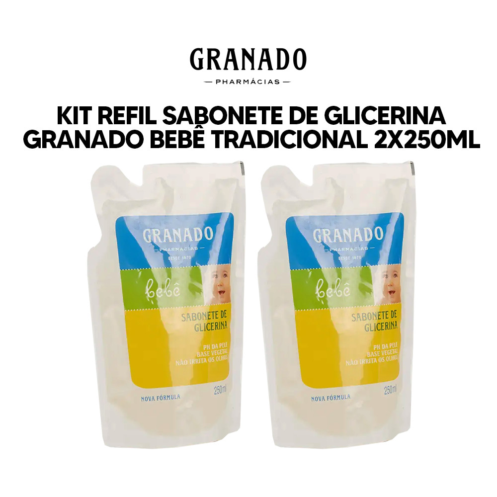 Kit 2 Refil Sabonete Líquido de Glicerina Granado Bebê Tradicional 250ml — imagem 2 de 2