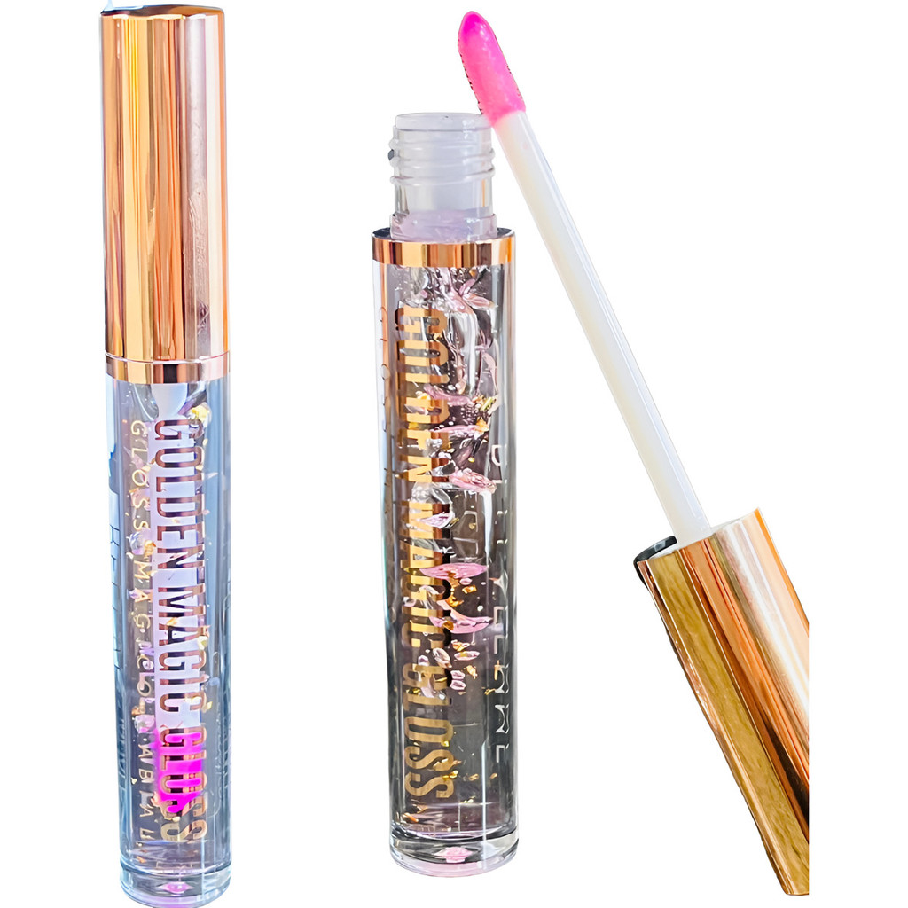 01 Gloss Labial Mágico Golden Magic Bella Femme Acabamento Brilhante Cor Branco