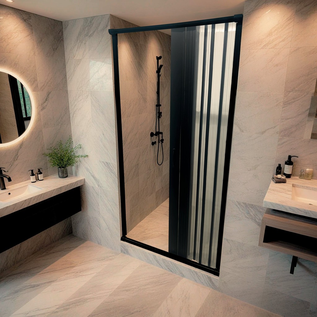 Box para Banheiro de PVC 185x85cm Sanfonado Frontal BCF Preto em Oferta na Shopee